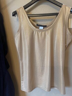 Scott Taylor Metallic Cream Scoop Neck Tank